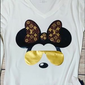LV Minnie ears v-neck t shirt